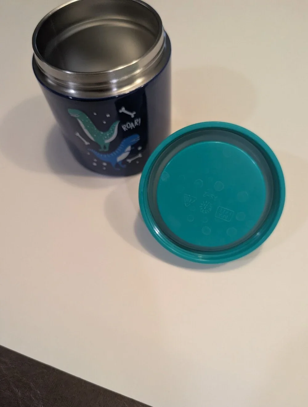 Kids Navy and Teal Dinosaur Food Container